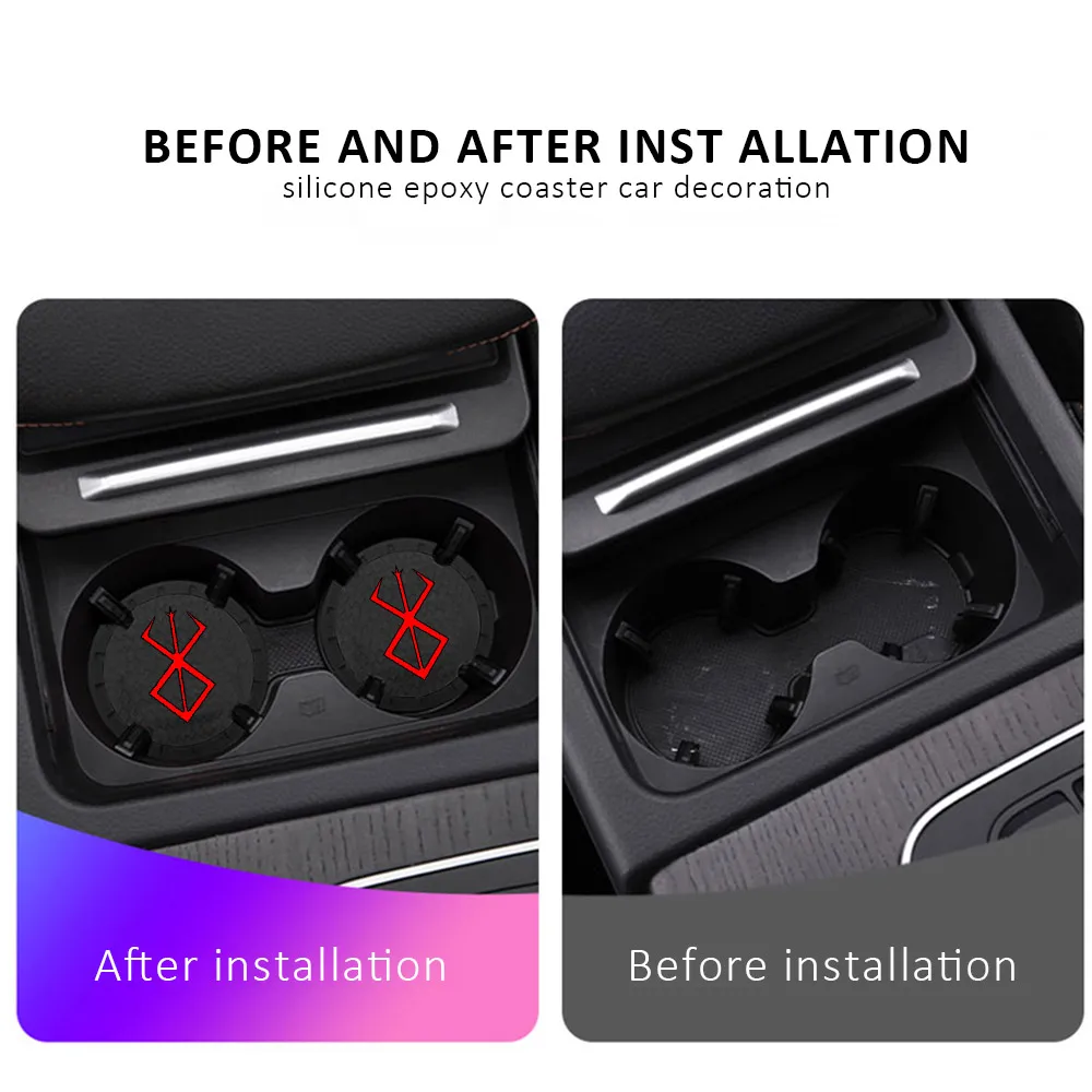 2PCS/Lot 6.6CM Anime Sticker Car Anti Slip Mat Coaster Water Cup Slot Decorate Accessories Auto Styling