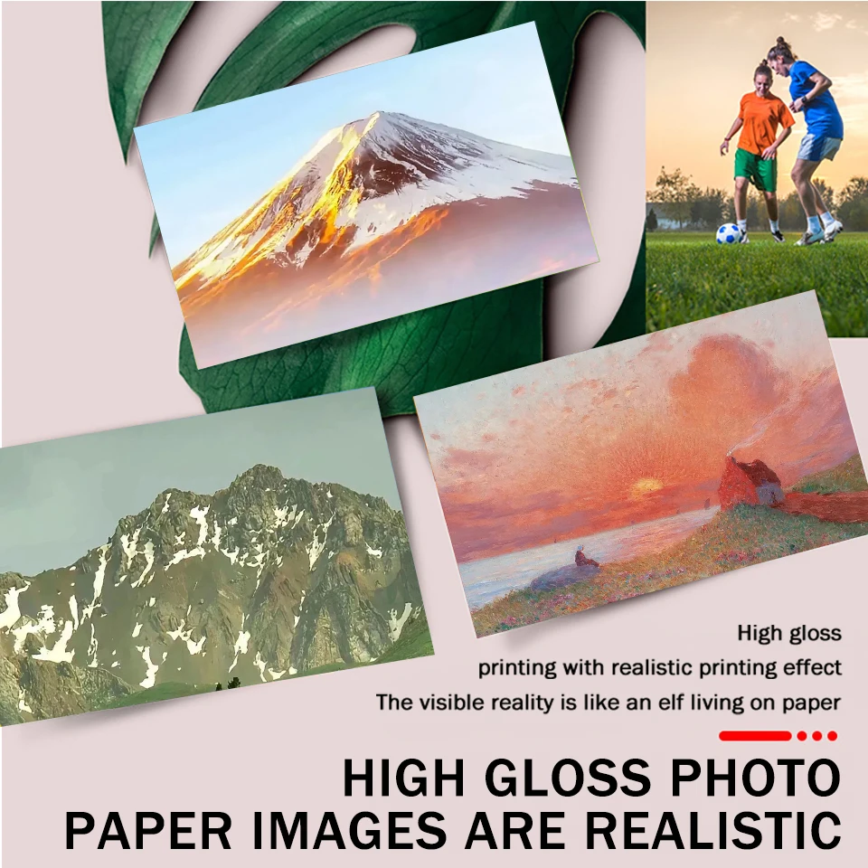 Photo Paper Photo Printing Paper Fniiva 100PCS 3R/5R Glossy 230g High Gloss Quick Dry for Canon Epson HP Inkjet Printer