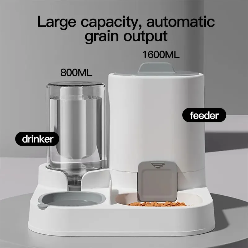 2 In 1 Cat Food Dispenser Automatic Pet Feeder Waterer Gravity Food Bowl Large Capacity Dry Food For Cats Dogs Puppies_voghion.com