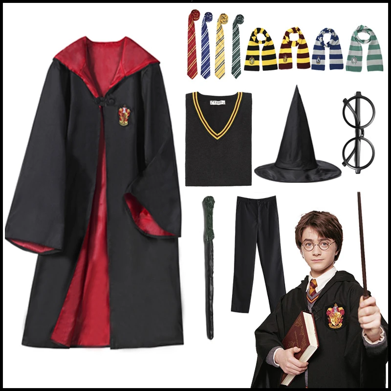 Touhou social Permitirse Disfraz de Hogwarts Harryy Potter, Túnica mágica, Hermione, Gryffindor,  capa, falda, suéter, corbata, Slytherin, Malfoy, uniforme escolar| | -  AliExpress