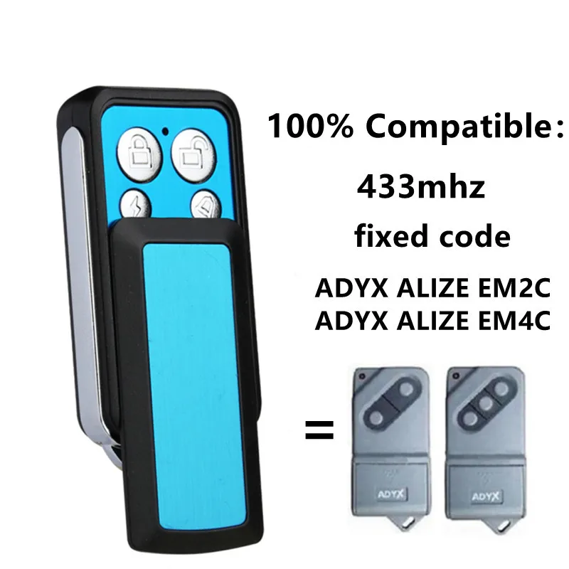 

ADYX ALIZE EM2C EM4C 433mhz Fixed Code Garage Door Remote Control 433.92mhz Garage Door Opener Replacement Gate Control Key Fob