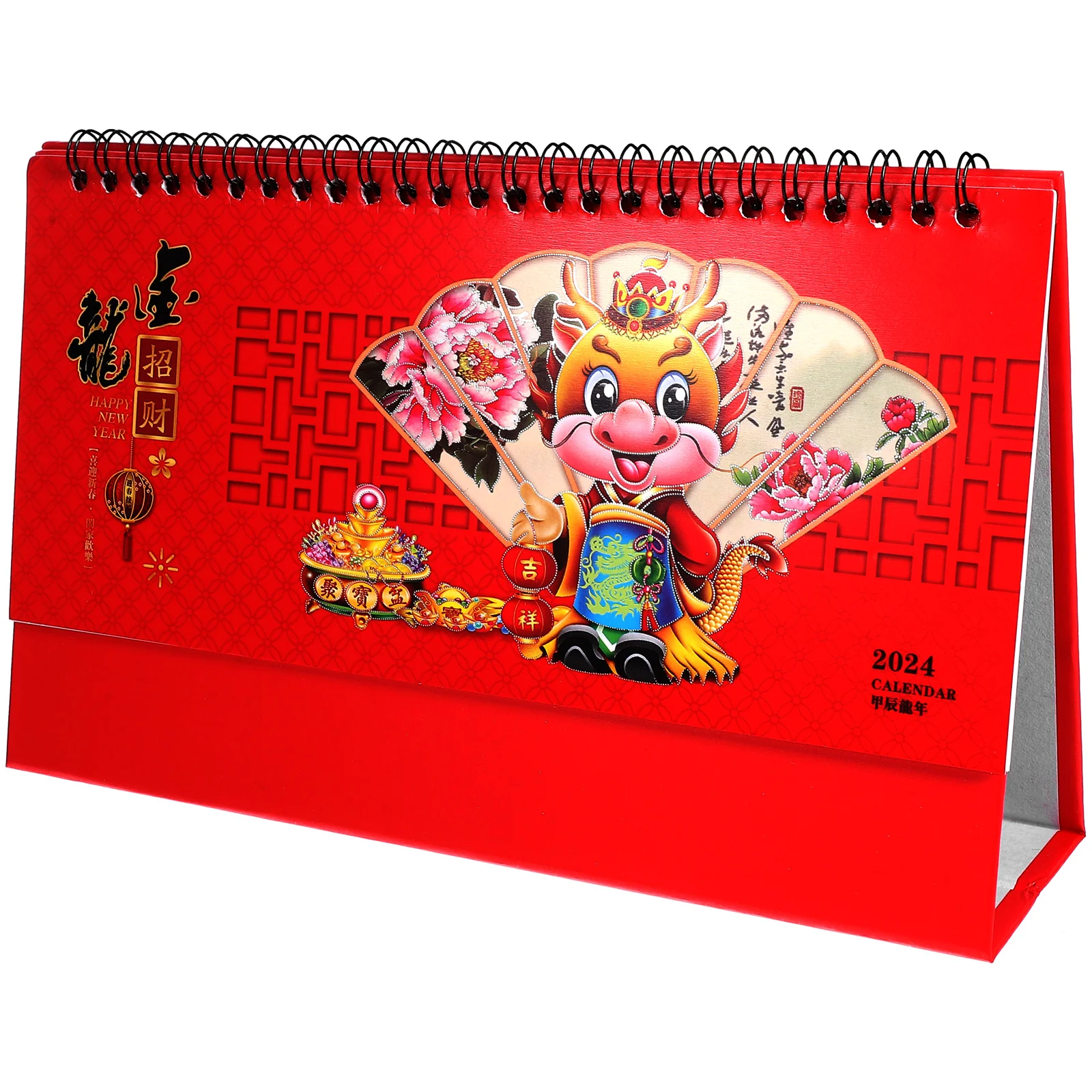 

2024 Mini Desk Calendar Chinese Calendar Tabletop Flip Calendar Spiral Binding Chinese Calendar Decor Office 2024