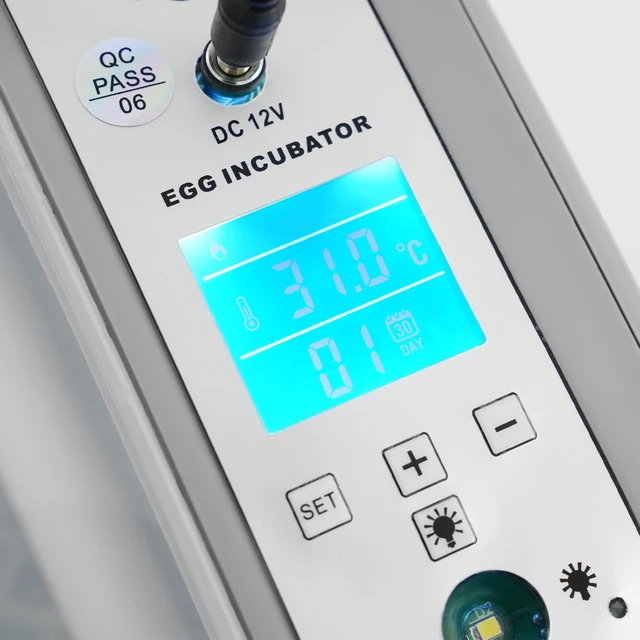 Dual Power Supply Design 16-Egg Incubator with Clear Flip Lid and Temperature Control Fits Hatching Fledging and Raising Chicks