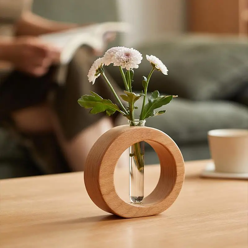 Wooden Hydroponic Flower Pot Home Vase Decor Transparent Imitation Glass Soilless Plant Pots Green Plant Pot For Home Decoration 3