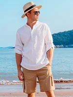 Chemise en lin à manches longues pour hommes, mode décontractée, élégante, confortable, respirante, vêtements pour hommes 6