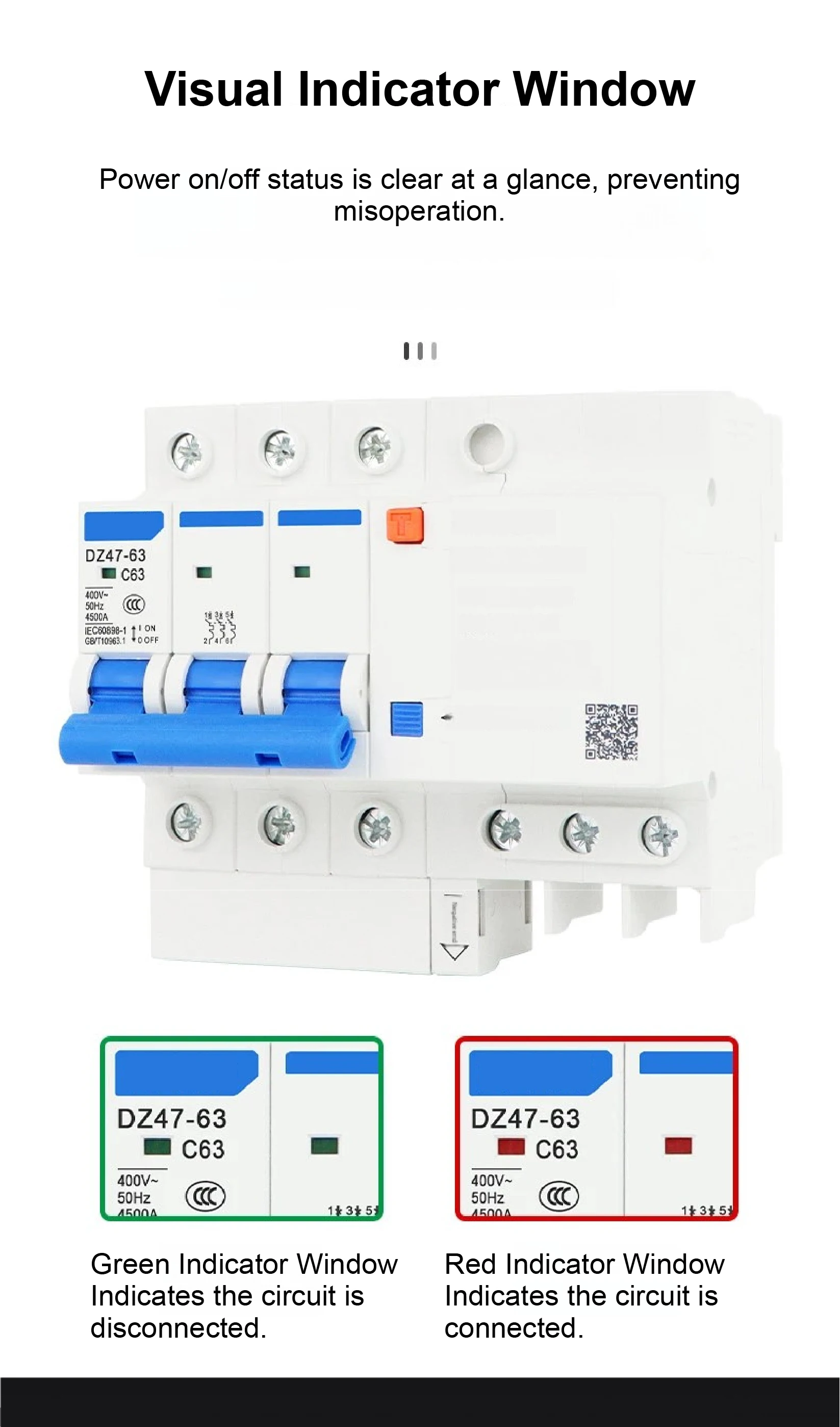 DZ47S-63 Three Phase Motor Protection Breaker Phase Loss Protection Switch 3P AC