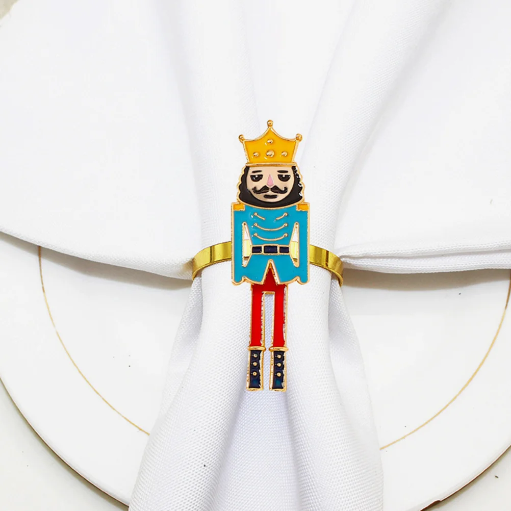 

4 Pcs Walnut Napkin Buttons Metal Decor Nutcracker Ring Banquet Rings Buckles Grace Table Decoration Christmas