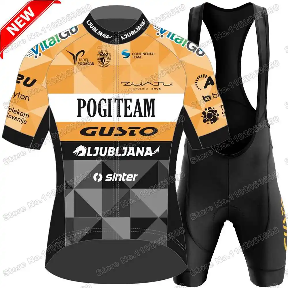 Pogi Team Gusto Ljubljana Cycling Jersey Set Summer Cycling Clothing Men Short Sleeve Kit Road Bike Shirt Suit Bib Shorts cycling jersey cycling shirt cycling suit cycling jersey set