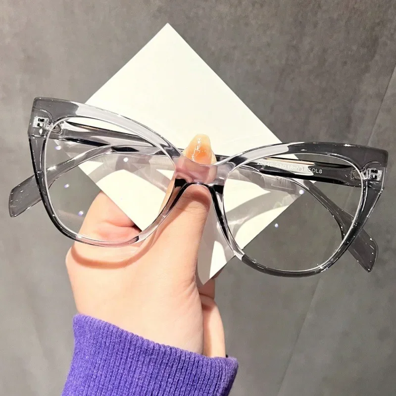 Women Glasses Frame Cat Eye Flat Mirror Retro Anti Blue Light Fashion Eyewear