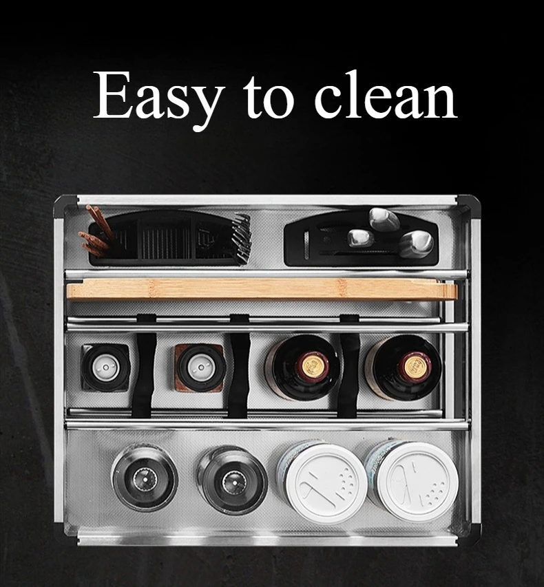 Iron Kitchen Cabinet Storage Sliding Drawer Organizer Household Freestanding Narrow Drawers Stainless Steel Spices Container