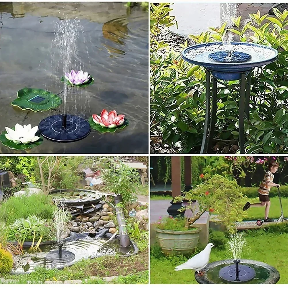 Solar Fountain Pump Solar Panel 16cm Floating Outdoor 8 Nozzles Garden Pond Bird Bath Pool Water Fountain Decor No Electricity