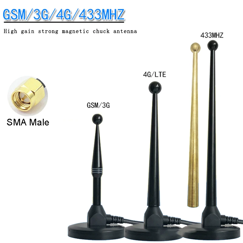 

GSM 3G 4G 433MHz 470MHZ SMA Male Large Sucker Ferromagnetic Antenna High Gain Digital Transmission DTU Module RG58 3m Cable