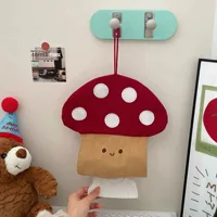 Creative Cloth Mushroom Tissue Box Cute Decorative Hanging Tissue Bag Wall Mounted Napkin Container Living Room 2