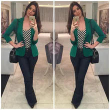 

Green Simple Slim Casual Office Blazer 2021 Women Solid Color Buttonless Plus Size Blazer Spring Autumn Wear Fashion Jacket Work