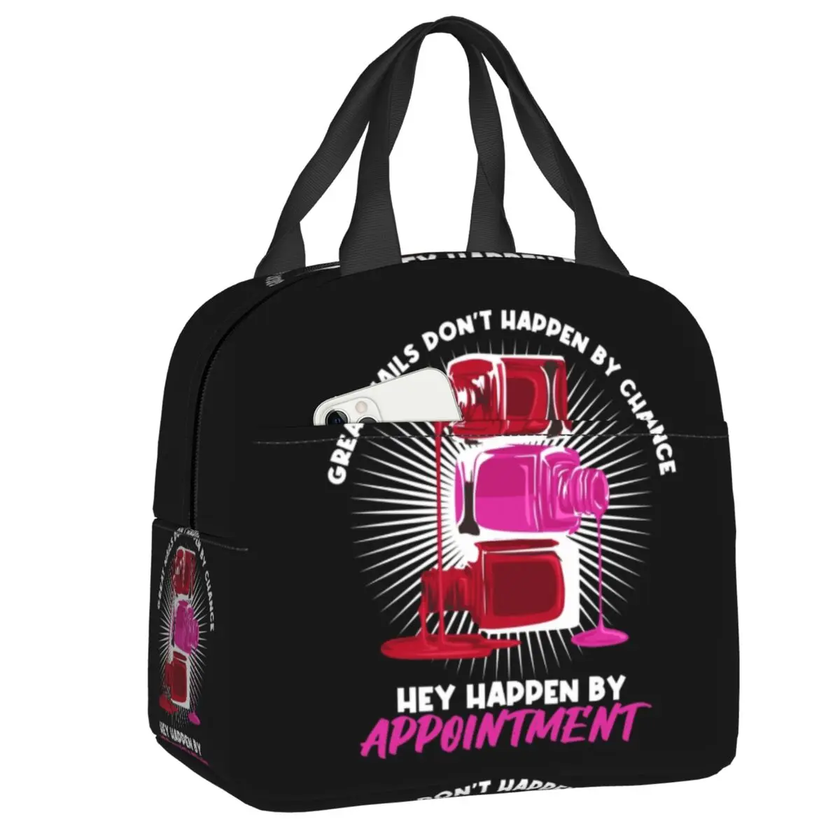 

Fashion Nail Polish Insulated Lunch Bags for Women Technician Portable Thermal Cooler Food Lunch Box School