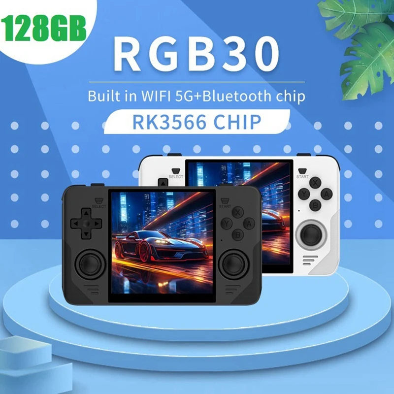 

RGB30 Retro Game Console 16G+128G 4.0 Inch 720X720 Quad-Core CPU 5Ghz Wifi+Bluetooth 4100Mah Handheld Game Controller