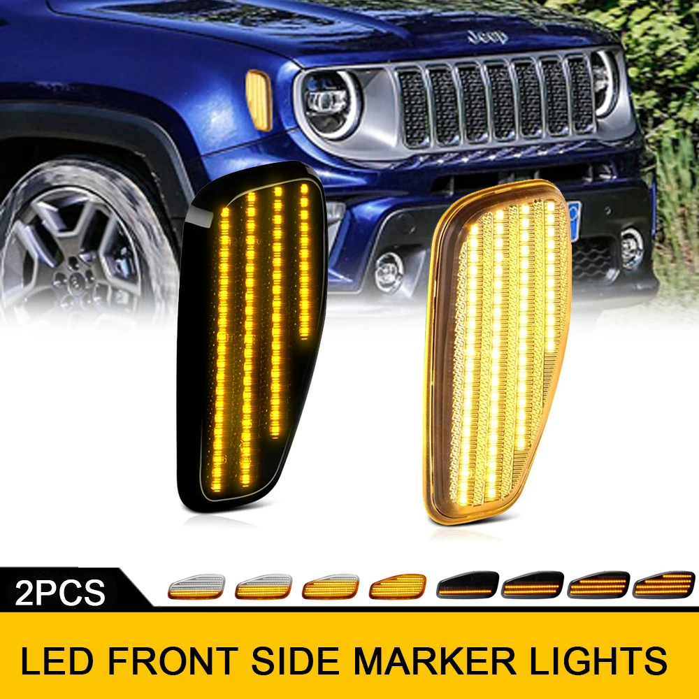 

72SMD без ошибок фонарь поворотника боковые габаритные огни для Jeep Renegade 2014-2021 динамический Янтарный OEM CH2551134