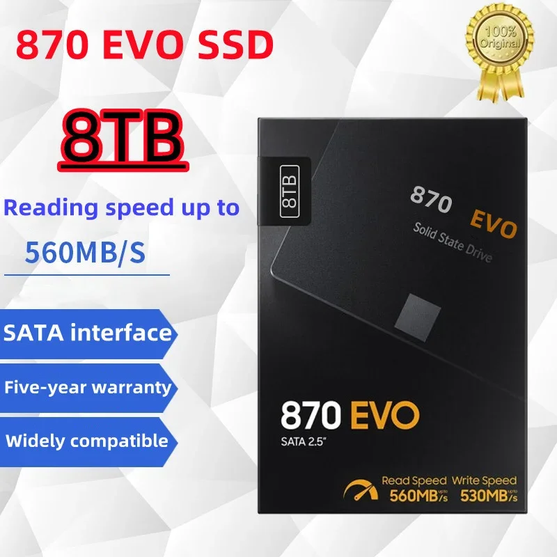 

2024 Newest 870 EVO 8TB SSD 1TB 2TB 4TB Internal Solid State Disk Hard Drive SATA III 2.5 Inch MLC for Laptop PS4 Desktop PC PS5