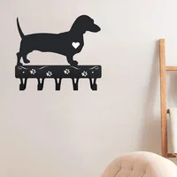 Wall-Mounted Iron Crafts Key Rack and Dog Leash Hanger - 9-Inch Wide Metal Wall Art Hook for Hanging Keys and Leashes 1