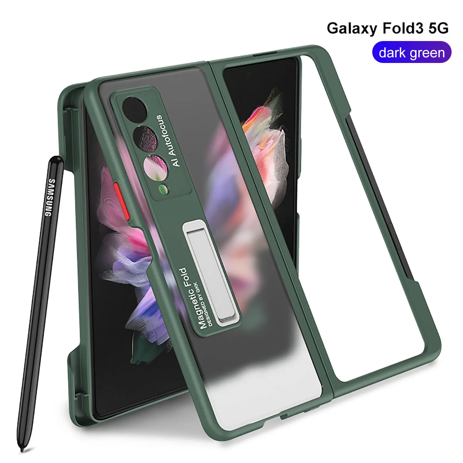 samsung flip cover Translucent Matte Stander Case Cover For Samsung Galaxy Z Fold 3 5G Ultra-thin TPU Frame Hard Back Phone Case For Galaxy Z Fold3 waterproof cell phone pouch