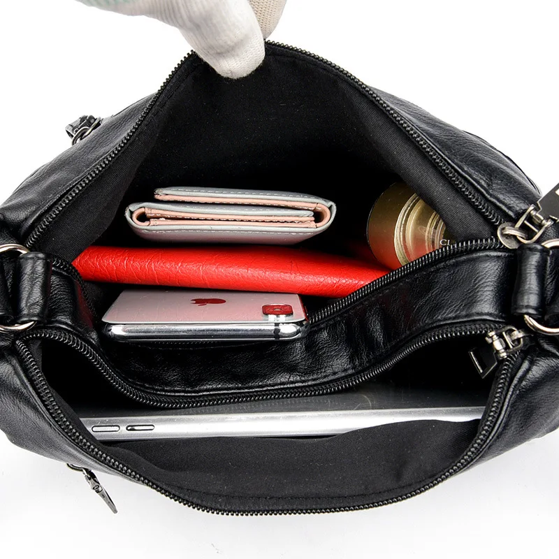 High Quality Women's Soft PU Leather Shoulder Bags Multi-Layer Pockets Classic Crossbody Bag Luxury Designer Handbags and Purses
