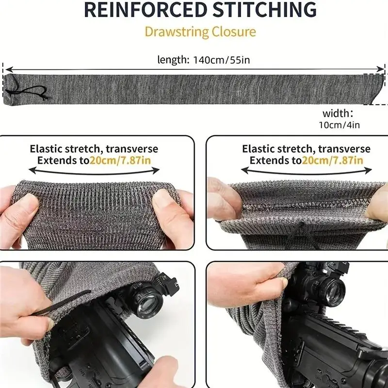 Silicone Treated Gun Sock Polyester Rifle Shooting Fishing Rod Protection Cover Bag Case Tactical Hunting Sleeve