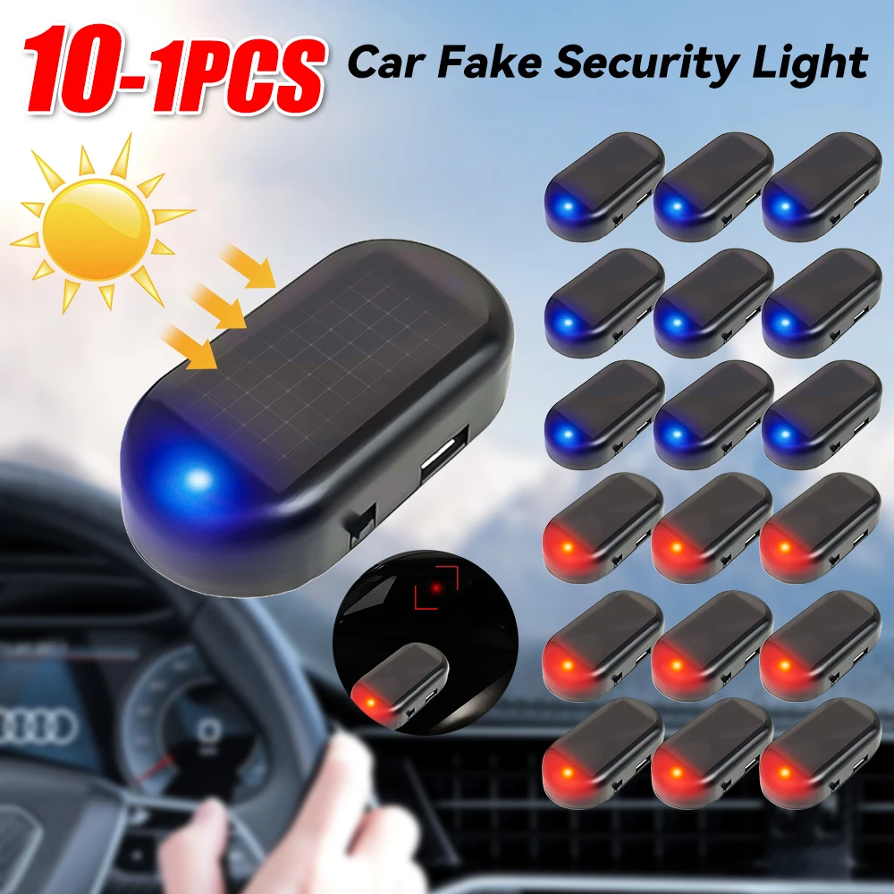 Warning Light 1-10pcs Car Fake Security Super Bright Wireless Solar Powered Simulated Dummy Alarm