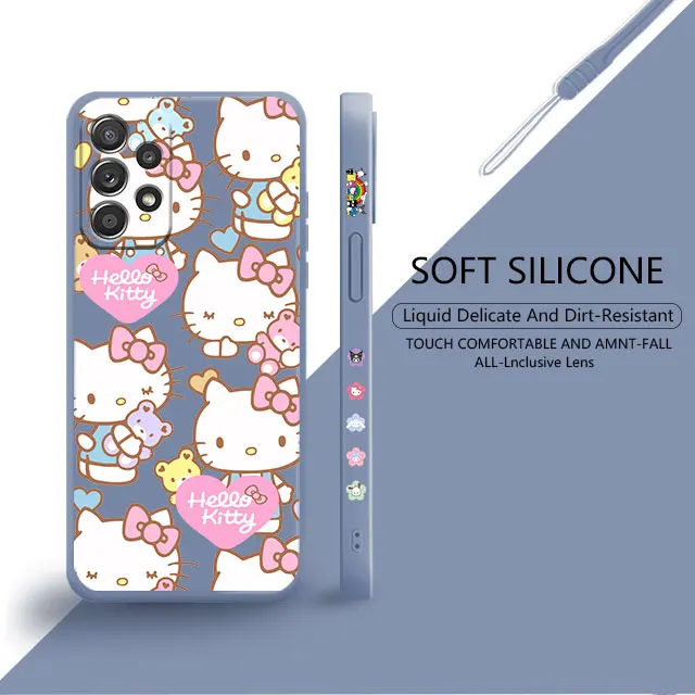 thumbnail image 1 of Hello Kitty Pink Love Holding Bear For Samsung Galaxy A73 A71 A72 A12 A21s A22 A23 A31 A32 A51 A52 A52s A53 A02s Liquid Case, 1 of 5