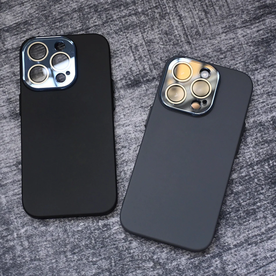 Luxury Crystal Lens Glass Protection Slim Matte Shockproof Case - Solid Color, Hard PC Cover
