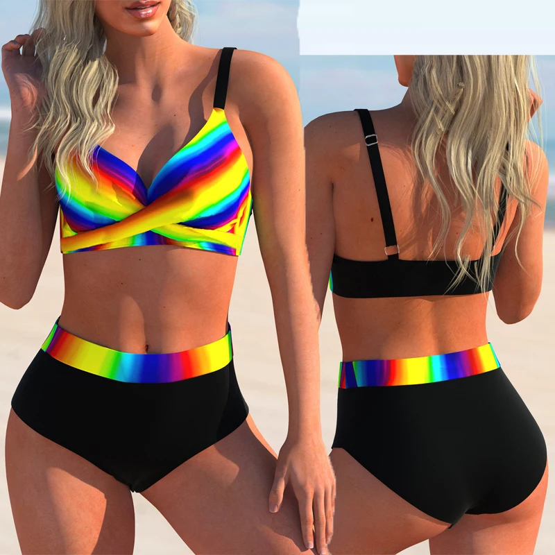 

Новинка 2023, бикини, сексуальный пляжный купальник, женский летний модный дизайн, купальник с принтом, комплект бикини, женский купальник из двух предметов