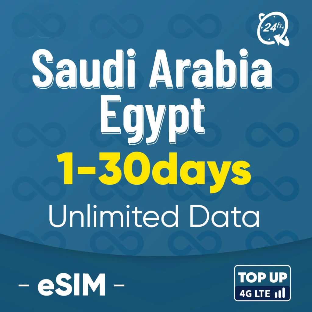 

Saudi Arabia & Egypt sim card 1-15days unlimited internet 4G Prepaid Simcard esim international roaming for phone