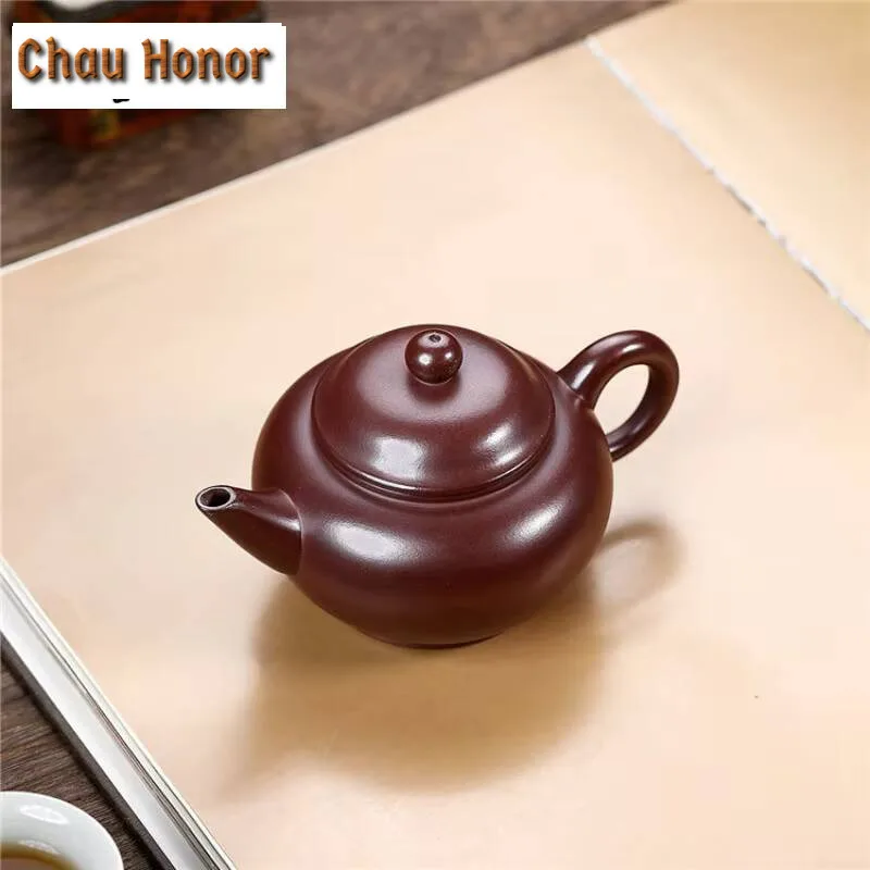 190ml Ancient Yixing Purple Clay Teapot Handmade Level Pot Raw Ore Dragon's Blood Sand Kettle With Strainer Chinese Zisha Teaset