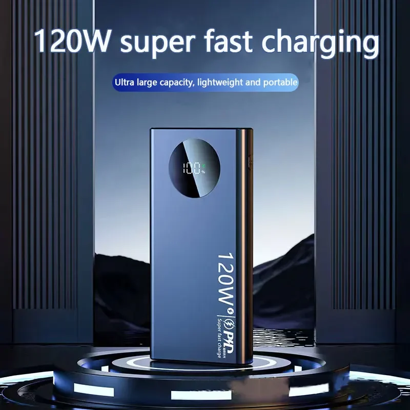 120W 50000mAh High Capacity Power Bank Fast Charging Powerbank Portable Battery Charger For iPhone Samsung Huawei NEW