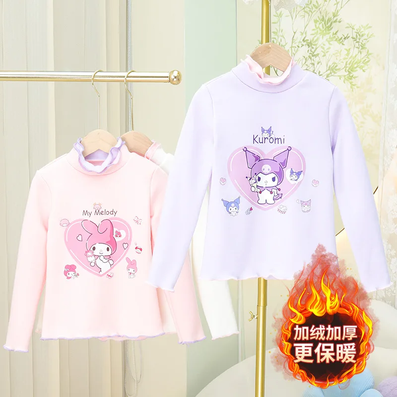 

Sanrio Kuromi детские толстые строительные мелодии мультфильм Базовый слой рубашка милые коричные Топы аниме девушка подарок зима теплый