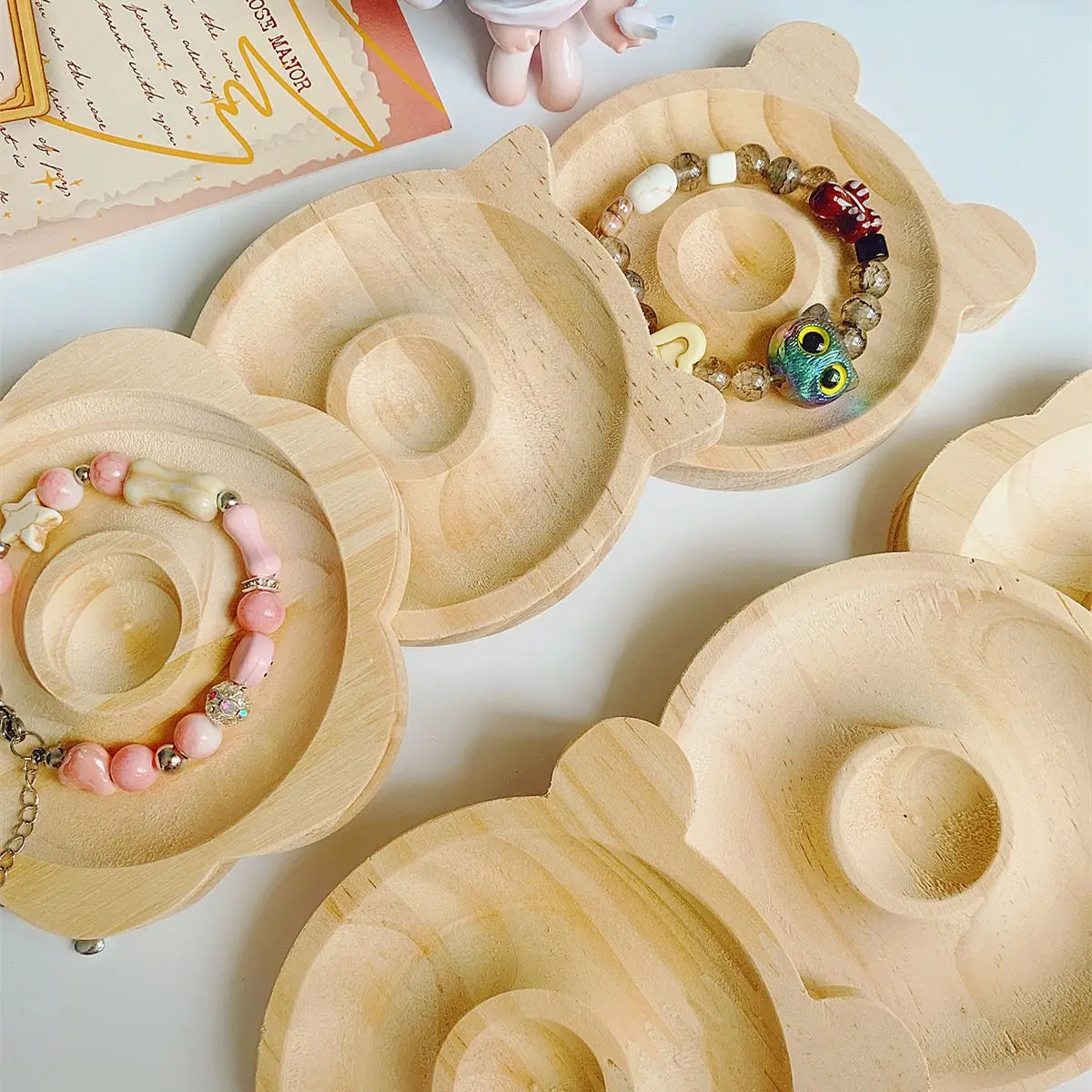 1pc DIY Wooden Beading Design Board Suitable For Jewelry Making Bracelets Necklaces Crafts Tray Practical Display - 2