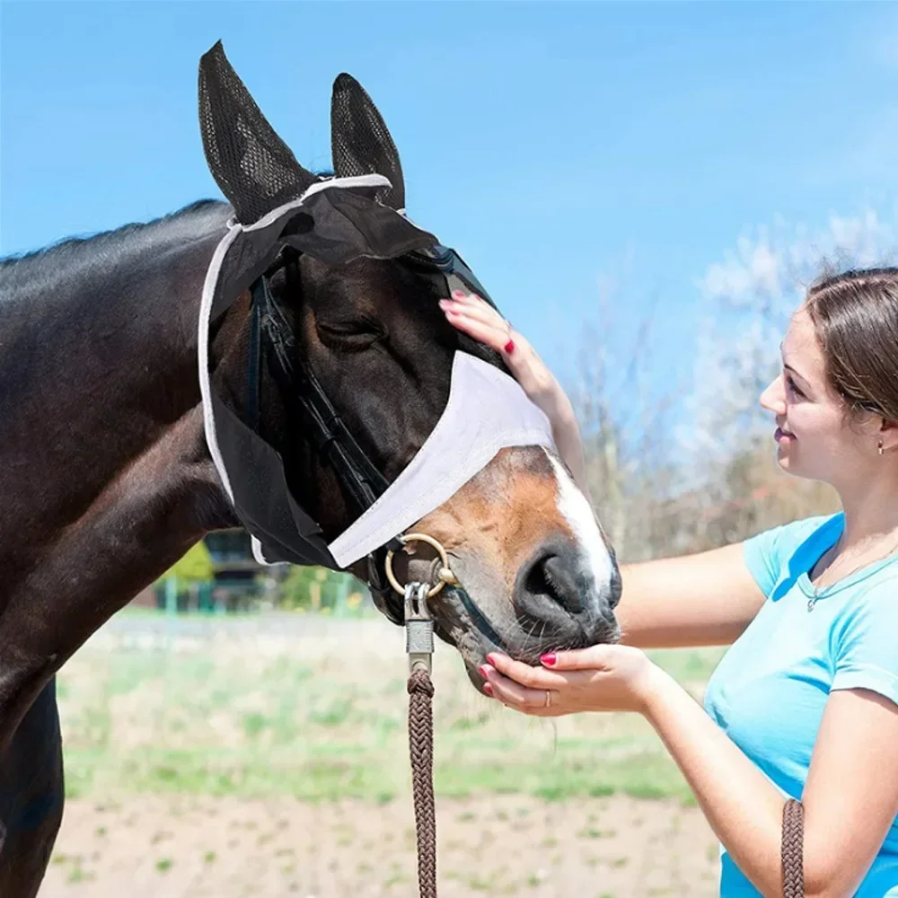 Horse Mask Multi-size Breathable Horse Mask Anti-mosquito Horse Hood Suitable for Small, Medium and Large Horses Pasted to Prevent Mosqu