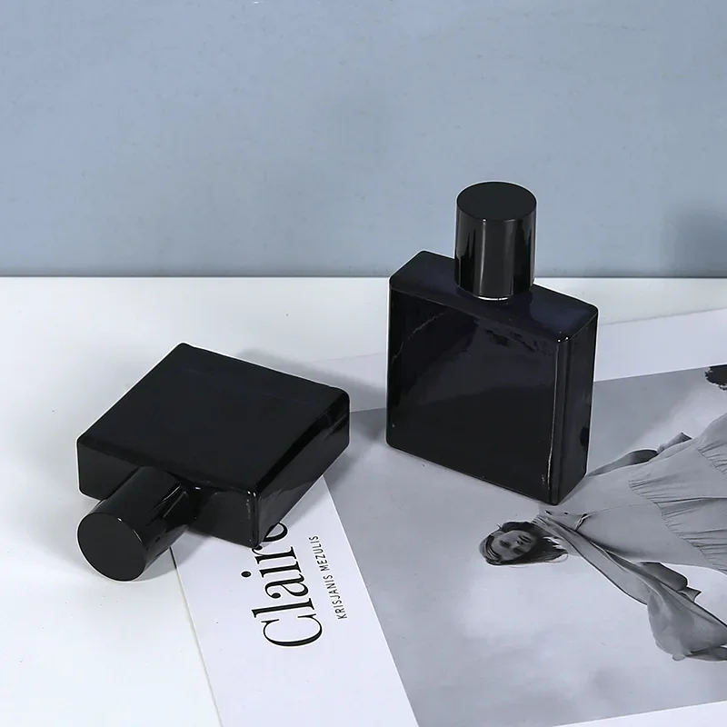 Refillable Portable Black Glass Perfume Spray Atomizer - 30/50/100ml