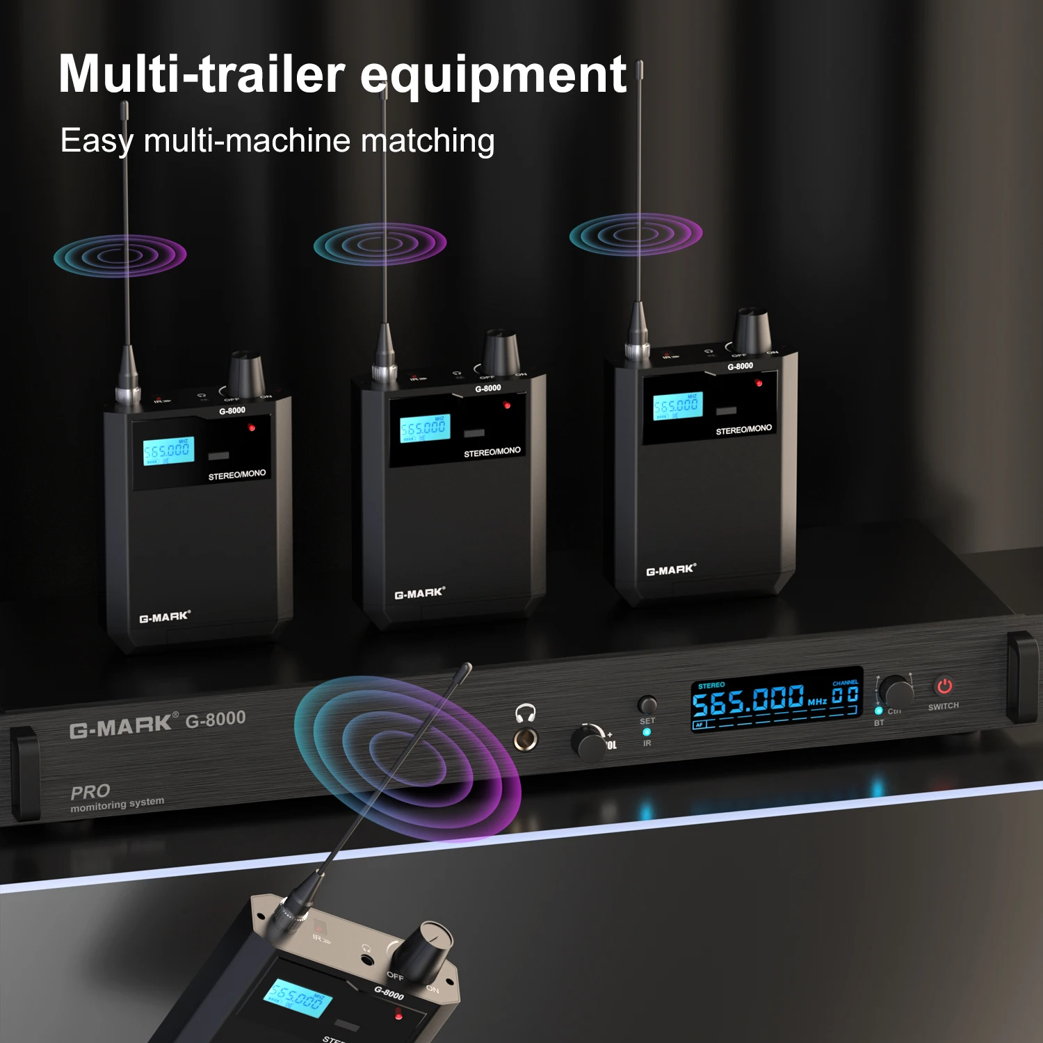 In-Ear Monitor System G-MARK G8000 Stereo UHF Wireless Stage Return With Earphone Metal Body For Stage Studio Band Performance