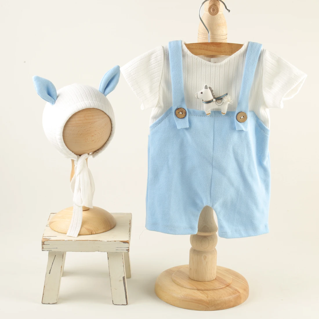  사진 소품 얼룩말 복장  봉제 Onesie  Romper 및 모자 세트  사진 의상