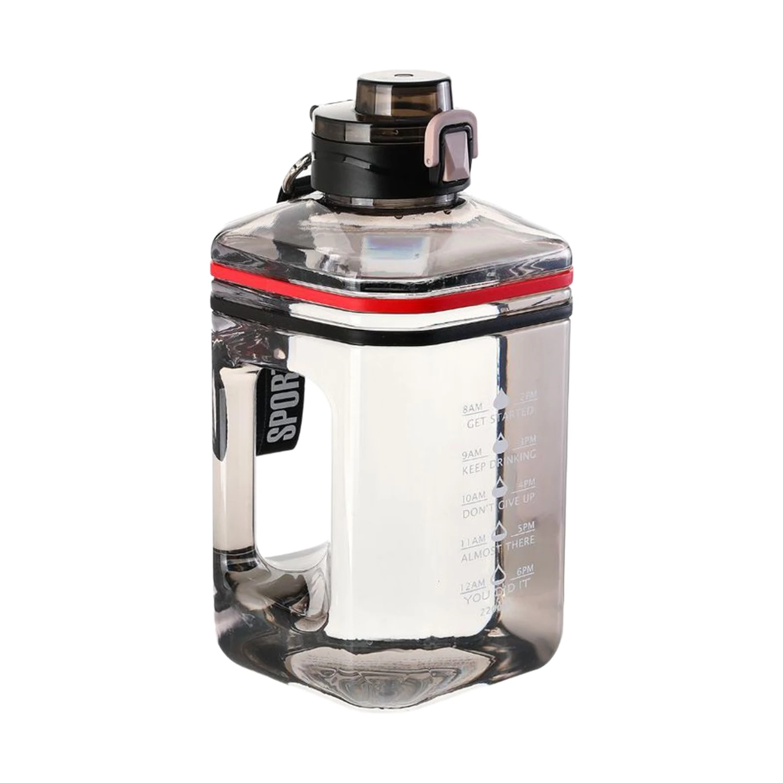 Sport Water Bottle 2.2L Motivate Square Water Jugs Portable Transparent Fitness Cup Drinking Kettle With Straps Handles BPA Free