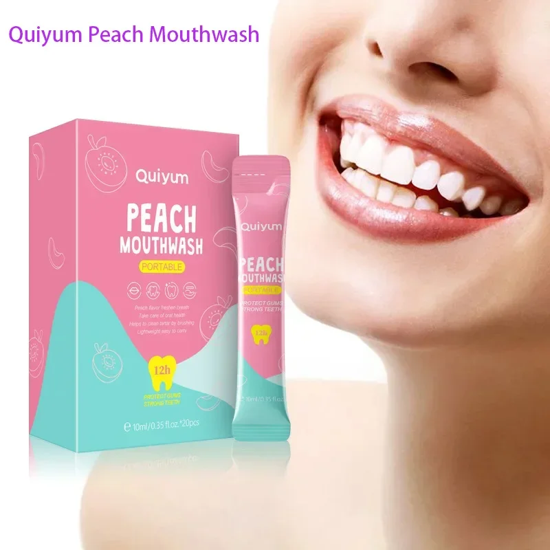 

LAIKOU & QUIYUM Peach Mouthwash Freshen Breath Clean The Mouth Long Lasting Fragrance Teeth Care 10ml*20pcs