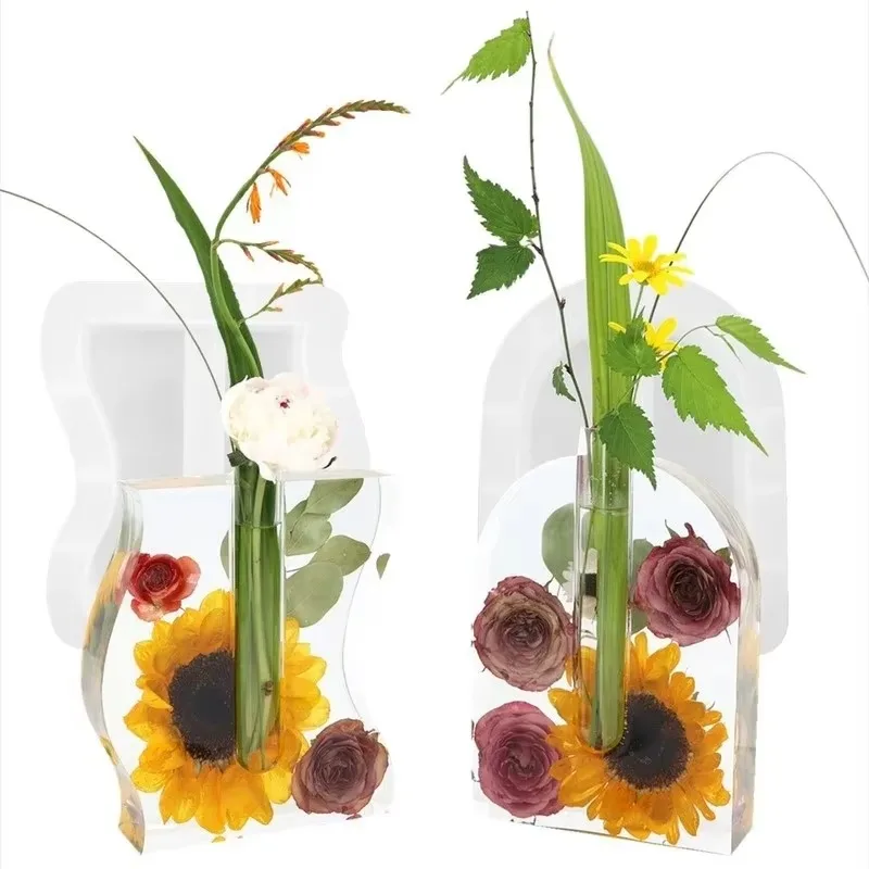 Wave-shaped Arch-shaped Test Tube Flower Device Cultivation Water Plant Mirror Silicone Mould DIY Crystal Epoxy Resin Mold
