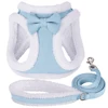 Soft Dog Harness Leash Set Adjustable Dog Harnesses With Cute Bowtie Accessories Warm Winter Pet Vest Lead for Small Medium Dogs 2