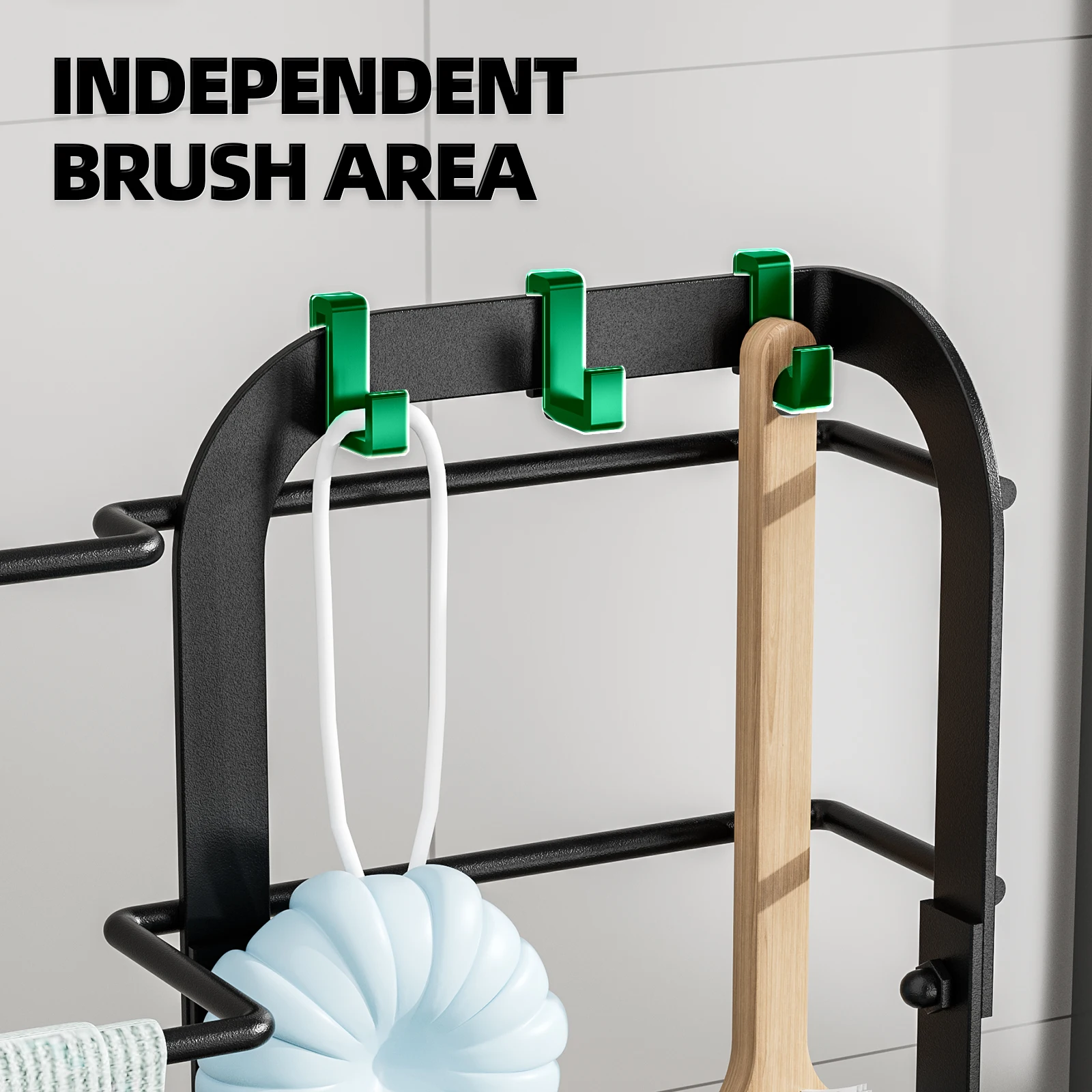 kitchen sink storage rack,faucet sponge rag holder,Bathroom drain rack with hook,Soap and cleaning supplies storage box 5