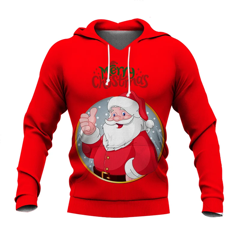 Merry Christmas Men's Hoodies Casual Clothing Man Santa Claus