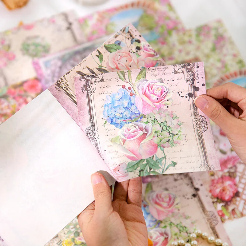 Romantic Manor Series Material Paper Decorative Paper Pads Vintage Junk Journal Retro Art Handbook For DIY Scrapbook 30 Sheets