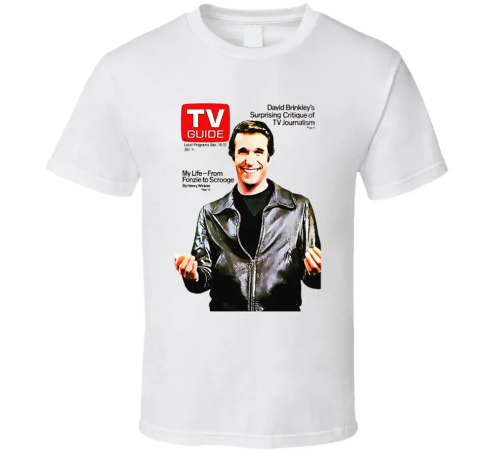 Happy Days Fonzie Henry Winkler Tv Magazine Cover T Shirt Maniche Lunghe O Corte