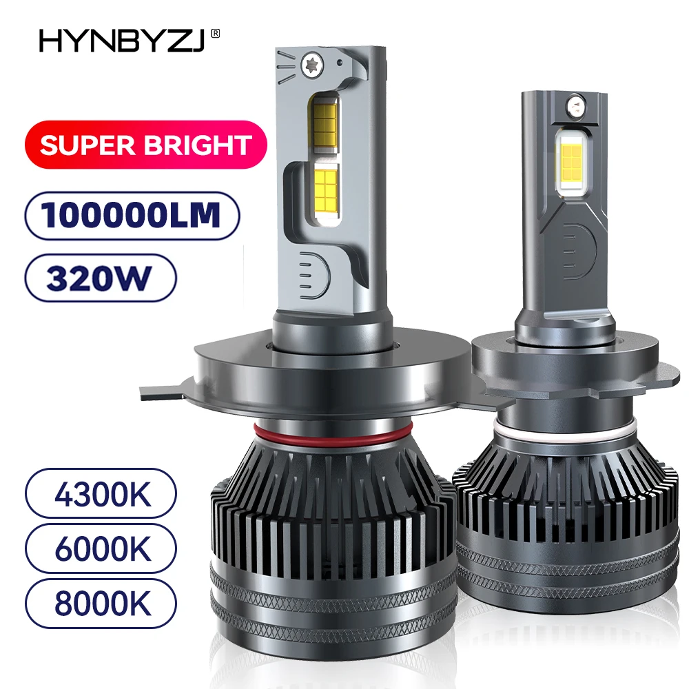 

HYNBYZJ 320W High Power 100000LM H7 H4 H11 LED Headlight H1 H8 H9 HB4 HB3 9005 9006 9012 Turbo Lamp4300K 6000K 8000K Car Light