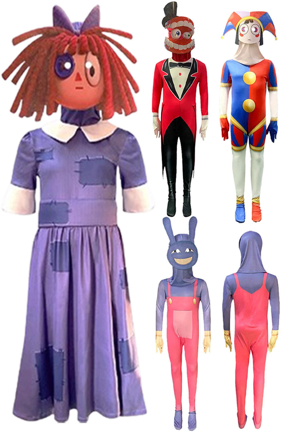 

Kids Cartoon TV Amazing Cosplay Digital Circus Jax Caine Pomni Ragatha Jumpsuits Children Halloween Carnival Disguise Suit