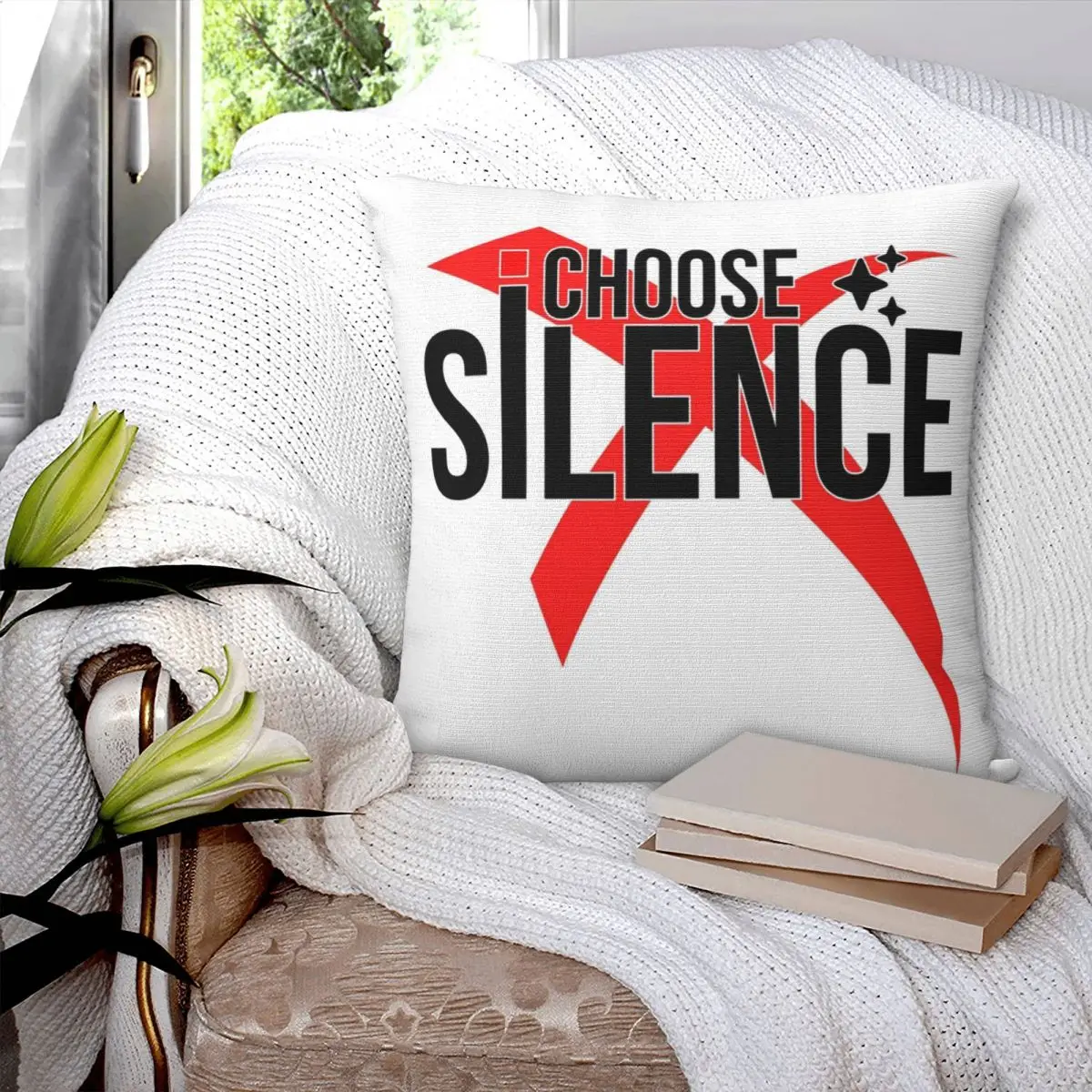 

I Choose Silence Square Pillowcase Pillow Cover Polyester Cushion Decor Comfort Throw Pillow for Home Car